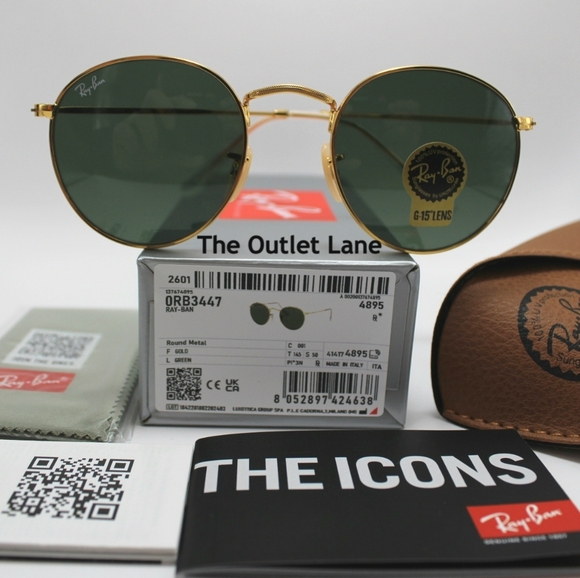 Model Display Ray-Ban Round Metal Green G15 RB3447 - Picture 2 of 16